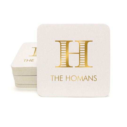 Striped Initial Square Coasters